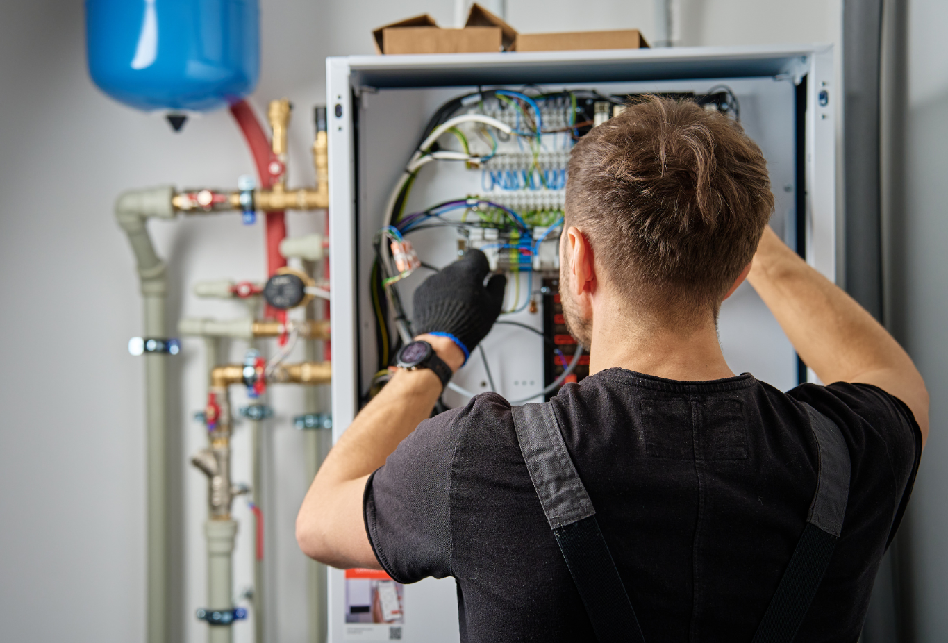 Electrician working on an electrical box