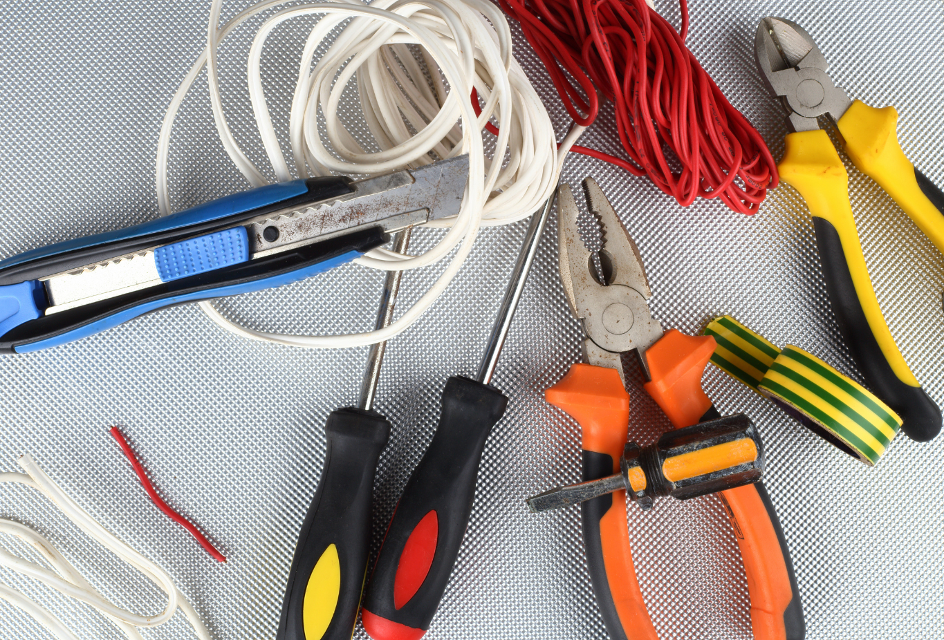 image of common tools used by an electrician